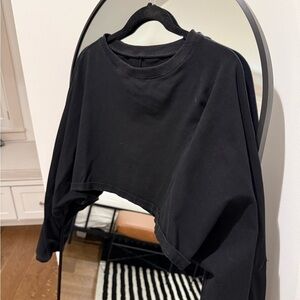 Black Cropped Long Sleeve Top